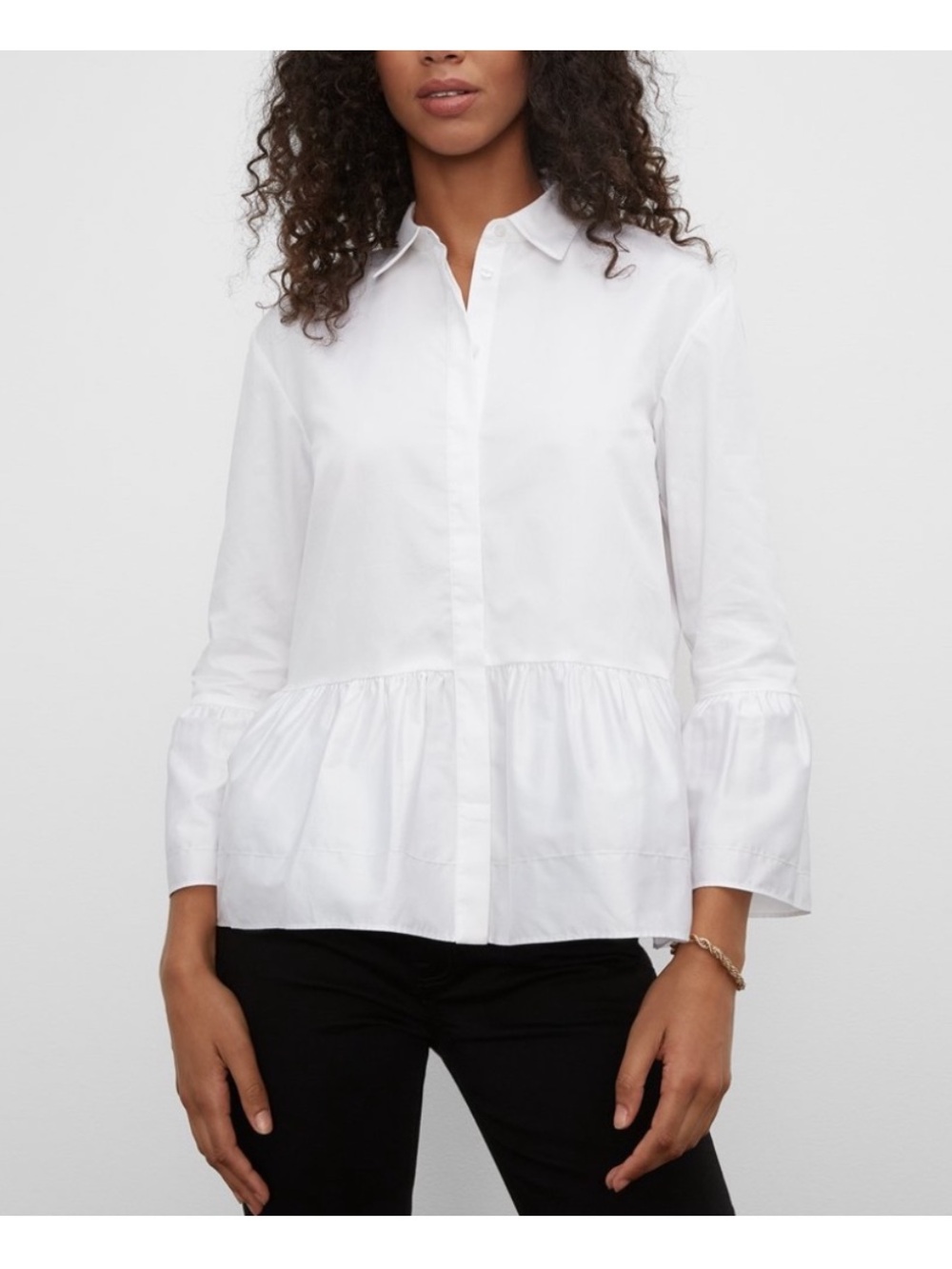 Club Monaco White Peplum Hem Button-Down Blouse